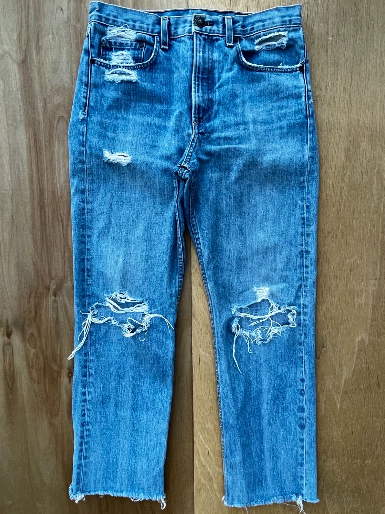 Rag & Bone High Rise Wide Leg Destructed Frayed Jeans Women’s Sz 28 Shaker Blue